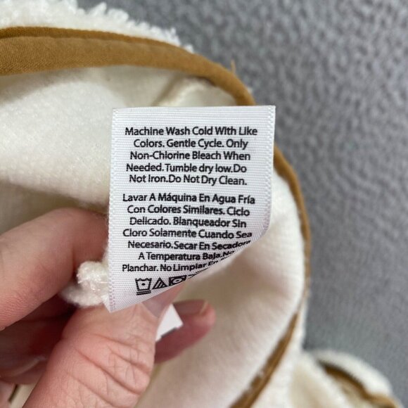 Free Assembly Coat Womens Small Ivory Beige Trim Fleece Zip Pockets Mock Neck - Picture 8 of 11